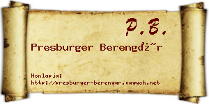 Presburger Berengár névjegykártya